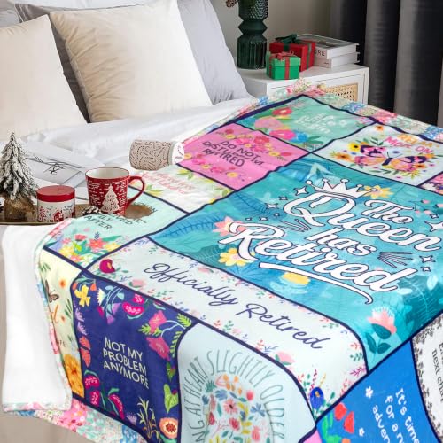 Retirement Gifts for Women, Retirement Blanket for Women 60"X50" - color: Green-retired
