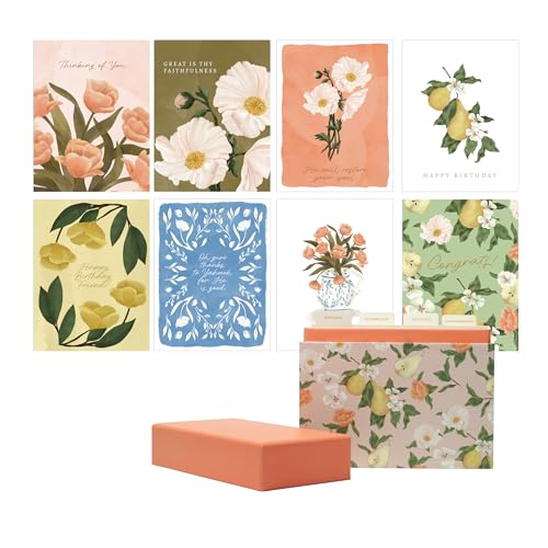 Bountiful Blessings All-Occasion Greeting Card Set – 20 Assorted Christian Cards with Bible Verses – Includes Lined Envelopes & Organizer Box – Inspirational Cards for Birthdays, Celebrations, Encouragement, Thank You – 4.25" x 5.5"