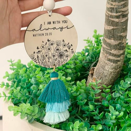 Christian Car Charm Cute Rear View Mirror Accessories for Women - color: Blue