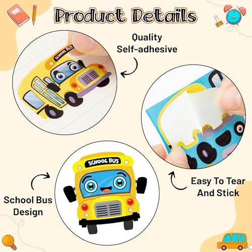Haooryx Back to School Bus Sticker, 300 Pcs Make Your Own Yellow Bus DIY - style: Bus 1Roll