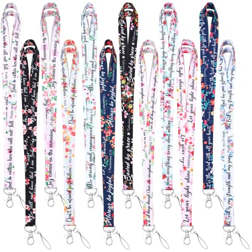 Motipuns 24 Pcs Christian Lanyard Bulk for ID Badge Christian Gifts - style: Bible