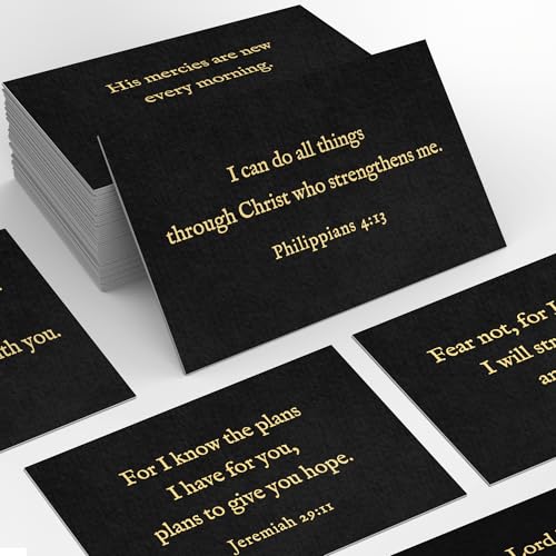 Bible Verse Cards, 60 Scripture Cards with Bible Verses - color: Black