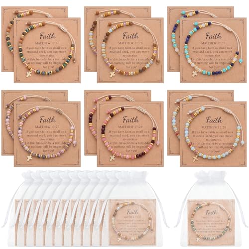 Kingdder 12 Set Christian Cross Bracelets for Women Gift Bulk - style: Cord