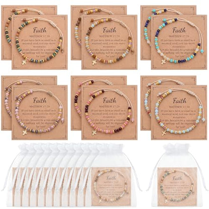 Kingdder 12 Set Christian Cross Bracelets for Women Gift Bulk - style: Cord