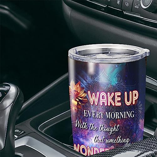 Personalized Buddha Tumbler Travel Coffee Mug Insulated Cup With Lid Wake Up Every Morning Inspirational Quote Mandala Flower Yoga Meditation Religious Buddhist Gifts For Women Spiritual - color: Buddha