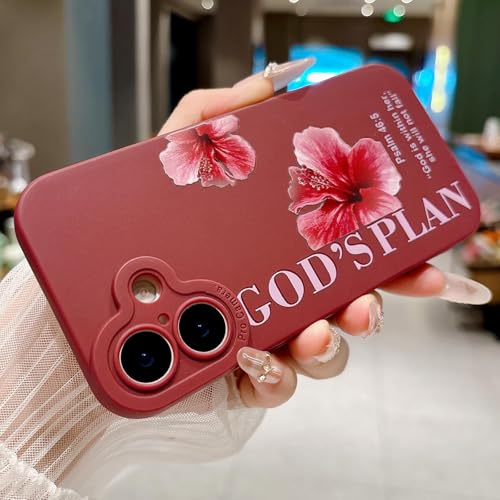 God's Plan Phone Case for iPhone 17 Case, Bible Verse with Flower Pattern Design, Soft TPU Shockproof Protective Cover for Girls Women-Red - color: Red, size: iPhone 17