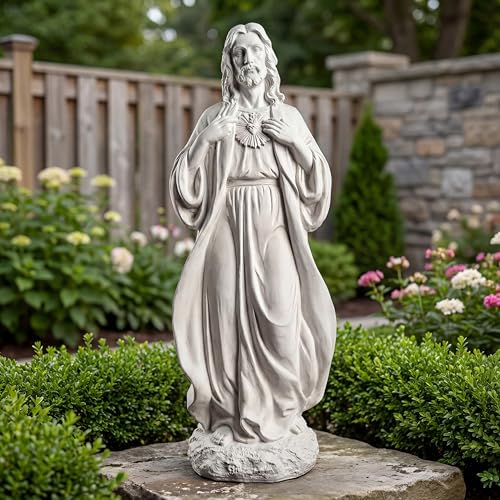 Sacred Heart of Jesus Statue 24.4'' H Large Outdoor Statues - color: Sacred Heart of Jesus (24.4 Inch)