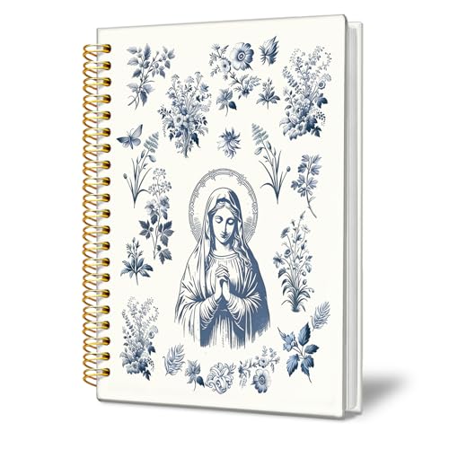 Christian Virgin Mary Notebook, Virgin Mary Gifts for Women - color: Vintage Style Religious Mother Mary Print