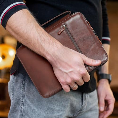 Polare Cowhide Leather Bible Cover Church Bag Bible Protective Book Holder Carrying Case Folder Organizer Portfolio (Coffee) - style: Coffee