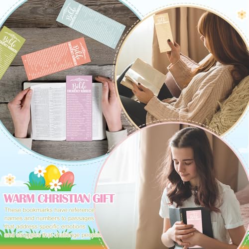 Motiskyy 100 Pcs Bible Emergency Numbers Bookmark Gift, Pastel Color - color: Pastel Color
