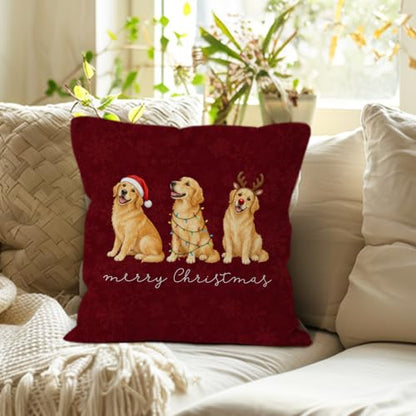 Christmas Golden Retriever Throw Pillow Covers 18x18 Home Decor - color: Golden Retriever