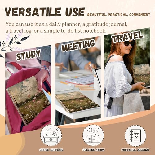 YEBFC Bible Christian Journal, Wildflowers Scripture Notebooks For Prayer Women Gifts, 5.7"×8.2" Be Still Know I Am God Spiral Hardcover Notebook, Vintage Floral Church Notes Journal Supplies (A11)