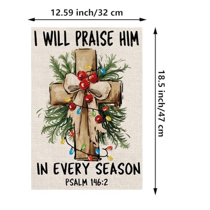 Christmas Garden Flag Christian Christmas Decorations Religious Nvtivity Flag Vertical Burlap Double Sided Yard Religious Cross Welcome Flag Seasonal Xmas for Festival Holiday Winter Decorations Gifts 12.5*18 Inch