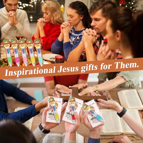 Sayglossy 120 Sets Little Jesus Pens Bulk, 4-in-1 Christian Pens with Cards - style: Blessed Jesus