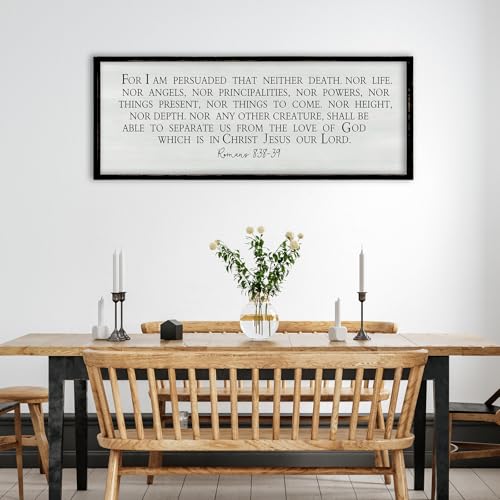 ZZJJHYWGQ Christian Wall Art Romans 8:38-39 Bible Verse Sign 32"×12" Black - color: For I am Persuaded (Black), size: 32"L x 12"W