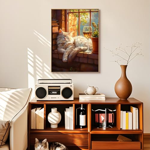 Diamond Art Kits for Adults, Cozy Cat Diamond Painting Kit, 12x16 Inch - color: CYDP1P06