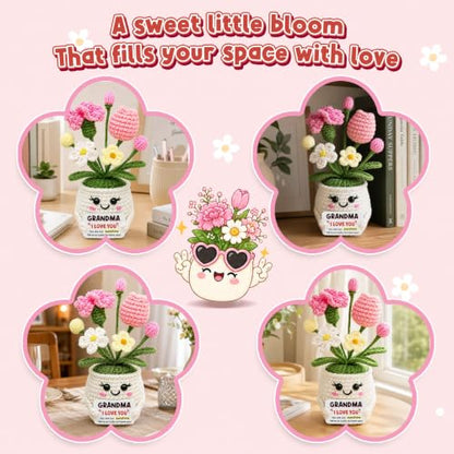 Positive Crochet Flower Gifts for Grandma I Love You Grandma Birthday Gifts - color: Grandma
