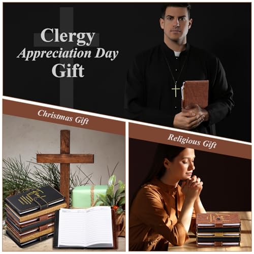 Spakon 40 Pcs Christian Gifts Bulk Prayer Journal with Pens, 3 Colors - color: Dark Brown, Lightbrown, Black