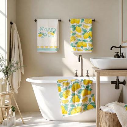 4Pcs Lemon Kitchen Towels,16x24in Microfiber Super Absorbent Dish Towels - color: Yellow Lemon