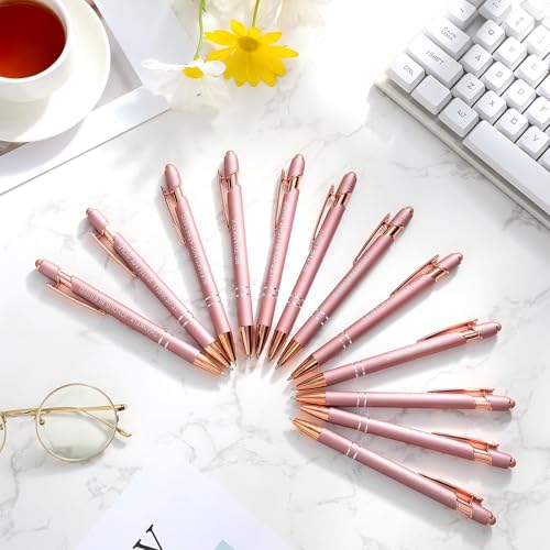 Zonon 12 Pcs Inspirational Pens, Motivational Ballpoint Pen Gifts for Women - color: Rose Gold, style: Bible Style