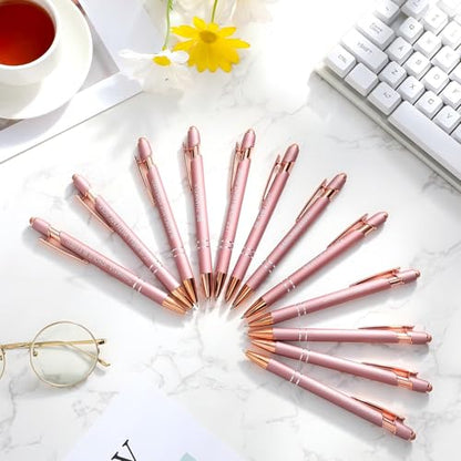 Zonon 12 Pcs Inspirational Pens, Motivational Ballpoint Pen Gifts for Women - color: Rose Gold, style: Bible Style