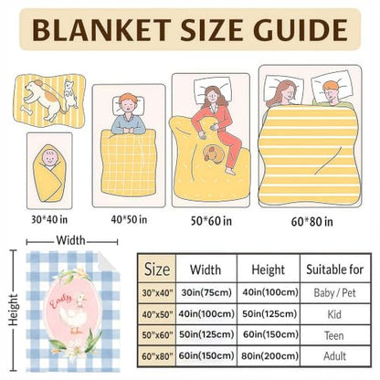 Personalized Goose Baby Blanket, Blue Gingham Nursery Throw Gift - color: #Ver2