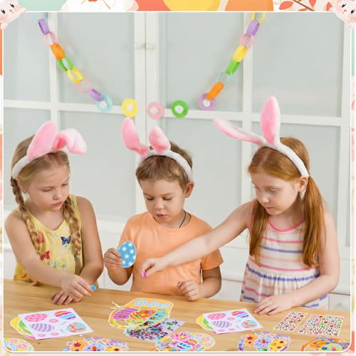Funrous 48 Sets Crafts Kit Paper Crafts DIY Make Your Own Hanging Ornaments with Pompoms Diamond Stickers for Holiday Classroom Activities Party Favors, Easter Basket - style: Easter Basket