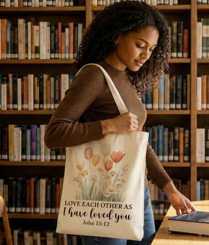 Christian Bible Verse Tote Bag for Women Faith Church - color: Love