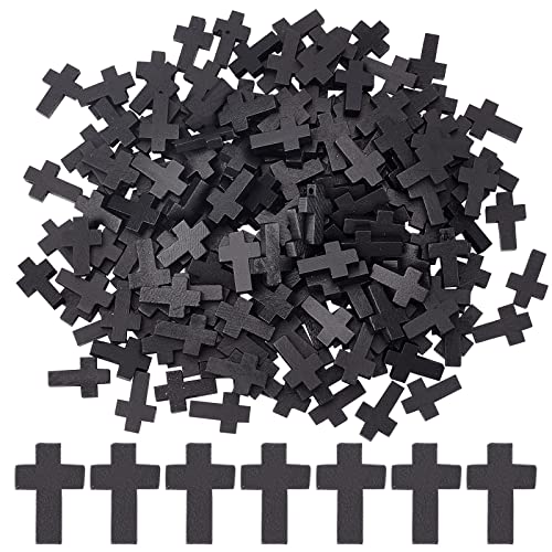 SUNNYCLUE 200Pcs Wood Cross Charm Pendants Natural Wooden Small Cross Charms Pendants with Hole for Party Favors Necklace Jewelry Making DIY Craft Handmade Accessories Easter Holiday, Black - color: 200Pcs Black 22x15mm