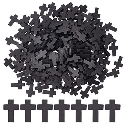 SUNNYCLUE 200Pcs Wood Cross Charm Pendants Natural Wooden Small Cross Charms Pendants with Hole for Party Favors Necklace Jewelry Making DIY Craft Handmade Accessories Easter Holiday, Black - color: 200Pcs Black 22x15mm