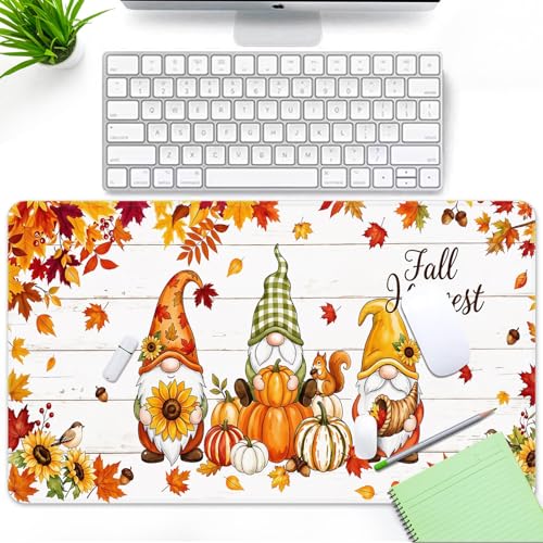 Britimes Large Mouse Pad, Mouse Pad, 31.5 x 15.7 Inch, Fall Gnome Squirrel - color: Gnome Squirrel Harvest
