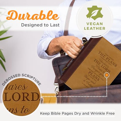 Christian Art Gifts Faux Leather Bible Cover for Men and Grads: I Know the Plans