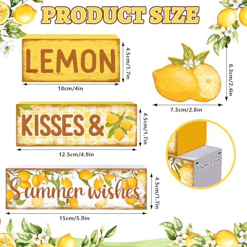 Britimes Tiered Tray Decor Set, 4 Pack, Wooden, Lemon Farmhouse - color: Lemon