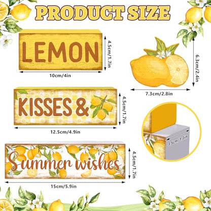 Britimes Tiered Tray Decor Set, 4 Pack, Wooden, Lemon Farmhouse - color: Lemon