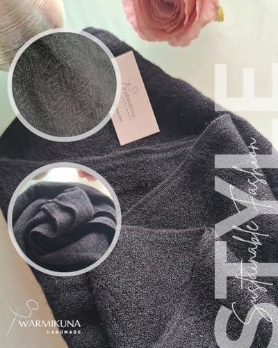 Handmade Winter Infinity Scarf – Soft Cashmere Wool Blend – Cozy & Warm Scarf for Cold Weather - color: Black