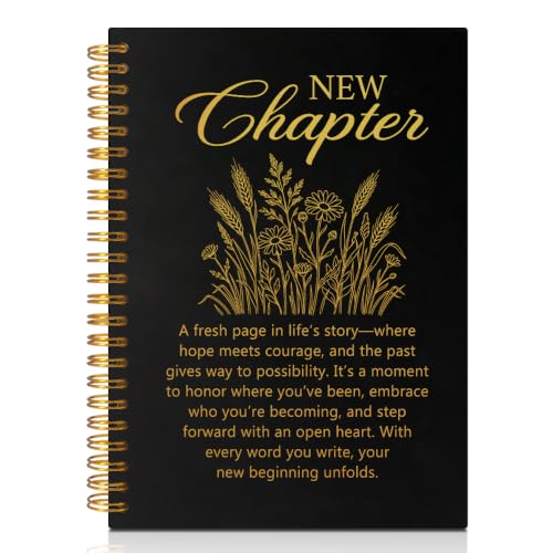 New Chapter Hardcover Spiral Notebook, Funny 160 Pages Journal Lined Notebook, Divorced Gifts for Friend, Retirement Farewell Gifts for Coworker Boss Leader, New Job Present for Colleague - color: Black116