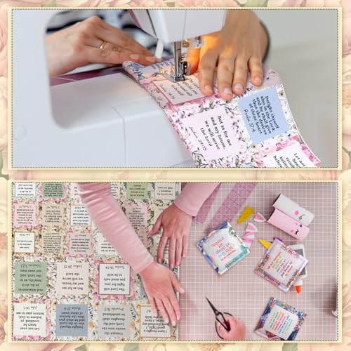 Fanfanwin 38 Sets Prayer Quilt Squares with Crosses, Floral, Brown - color: Brown, style: Flora