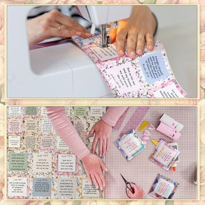 Fanfanwin 38 Sets Prayer Quilt Squares with Crosses, Floral, Brown - color: Brown, style: Flora