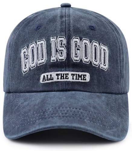 God is Good All The Time Hat for Men Women, Christian Baseball Cap - color: Navy
