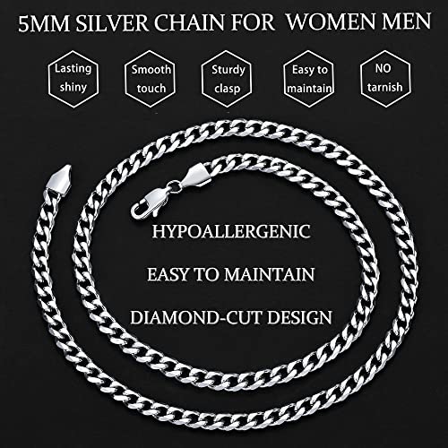 Fiusem 3.5mm Cuban Link Chains for Men Women, Stainless Steel Necklace - size: 28 inches, style: a.5mm width-steel