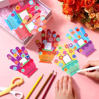 Sumind Mother's Day Craft Kit, 24 Sets DIY Handprint Craft Kit for Kids, Customizable Picture Frame, Art & Craft Supplies for Party Decor, Sunday School, Classroom Activities
