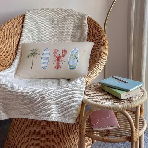 Surf Beach Room Decor, Coastal Beach 12x20 Pillow Cover - color: 01-coastal Pillow Cover-retro(white)
