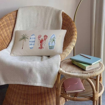 Surf Beach Room Decor, Coastal Beach 12x20 Pillow Cover - color: 01-coastal Pillow Cover-retro(white)