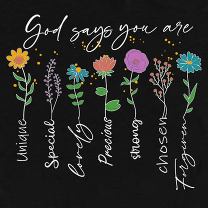 Womens Christian Shirt Bible Verse T-Shirt Religious Gifts Florial Tee Tops - color: Black, size: X-Large