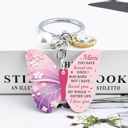 OEHEDOU Butterfly Gifts Keychain For Women Men Family Members Memorial Gift - color: Pink Grandmother