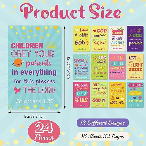 Faccito 24 Pcs Bible Verse Notepads Inspirational Mini Notebook Vbs Small Journal Bulk Religious Motivational Pocket Notepads for Sunday School Church Teacher Gifts (Colorful)