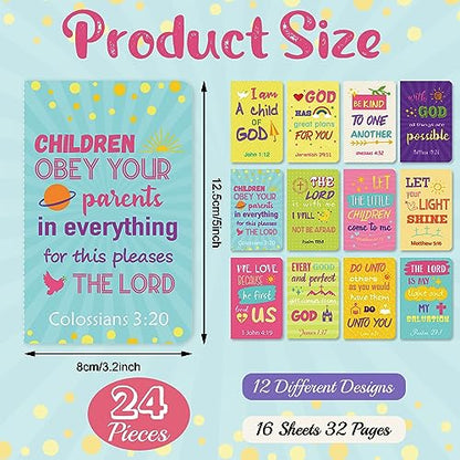 Faccito 24 Pcs Bible Verse Notepads Inspirational Mini Notebook Vbs Small Journal Bulk Religious Motivational Pocket Notepads for Sunday School Church Teacher Gifts (Colorful)