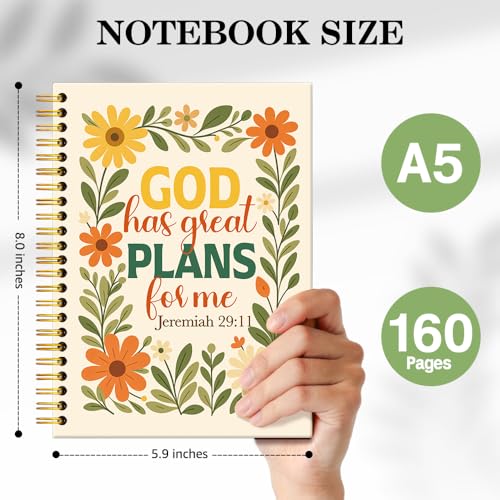 ERHACHAIJIA God Has A Plans for Me Lined Spiral Notebook for Bible Note - color: Yellow