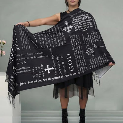 Prayer Shawl Christian Wrap Scarf For Women Prayer Scarves for Christian Scarf Gift - color: Black New