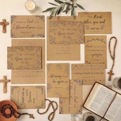 24 Pack Christian Thank You Appreciation Gift Cards, Kraft - style: Kraft